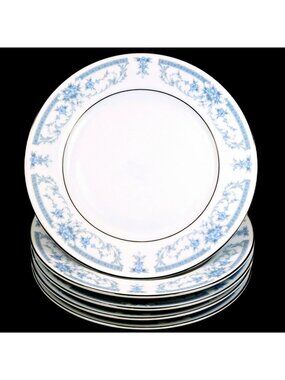 Sheffield Blue Whisper Bread & Butter Plates (Set of 5) Vintage Porcelain Japan